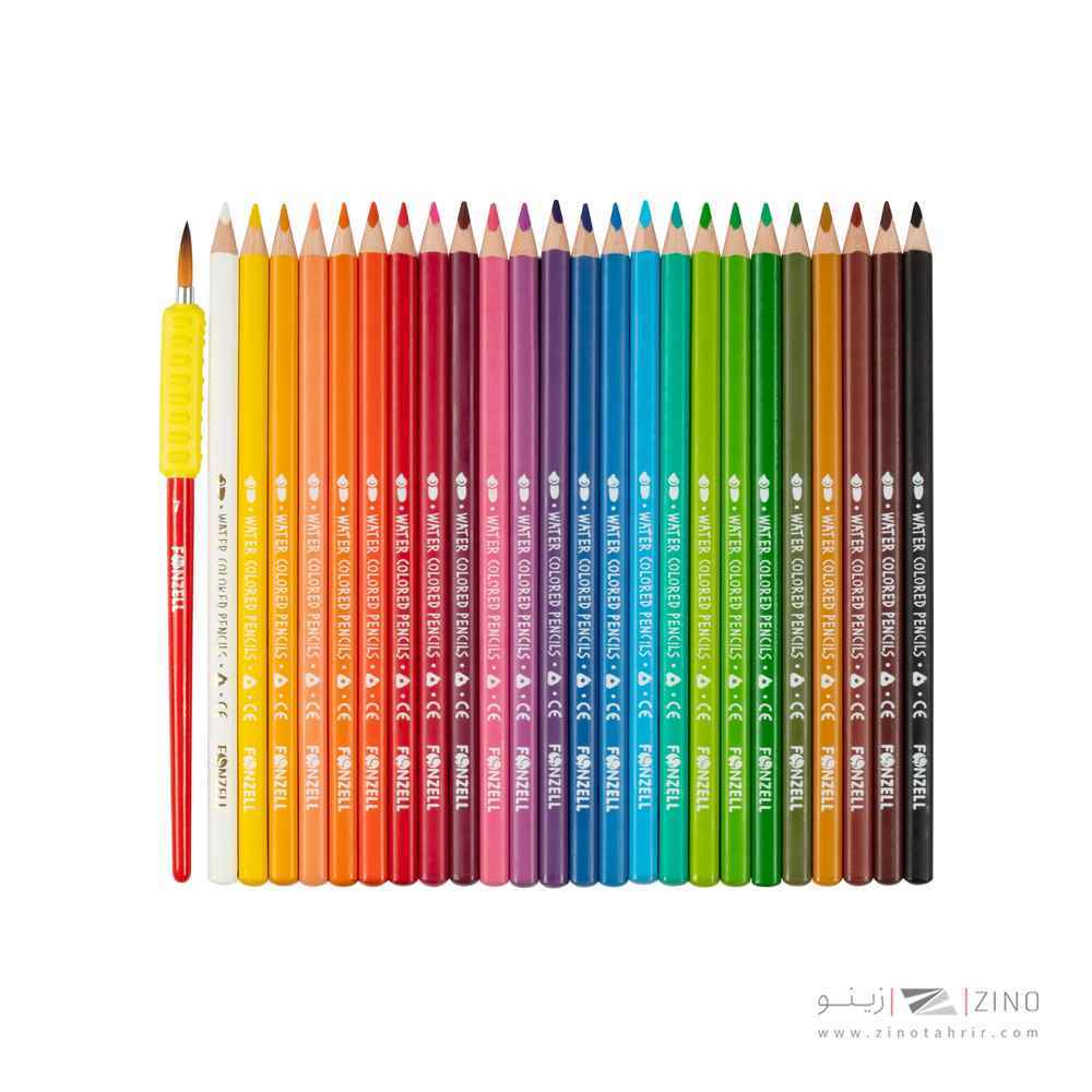 مدادرنگی24رنگ آبرنگی همراه با قلمو قوطی سه گوش طلقی فونزل کد685067/685069